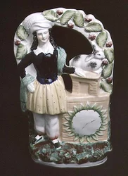 Staffordshire-Figur eines Mannes mit einem Kaninchen, 1840